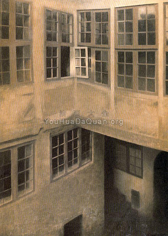 Une Ancienne Cour de Christianshavn - 威尔汉姆·哈莫修依